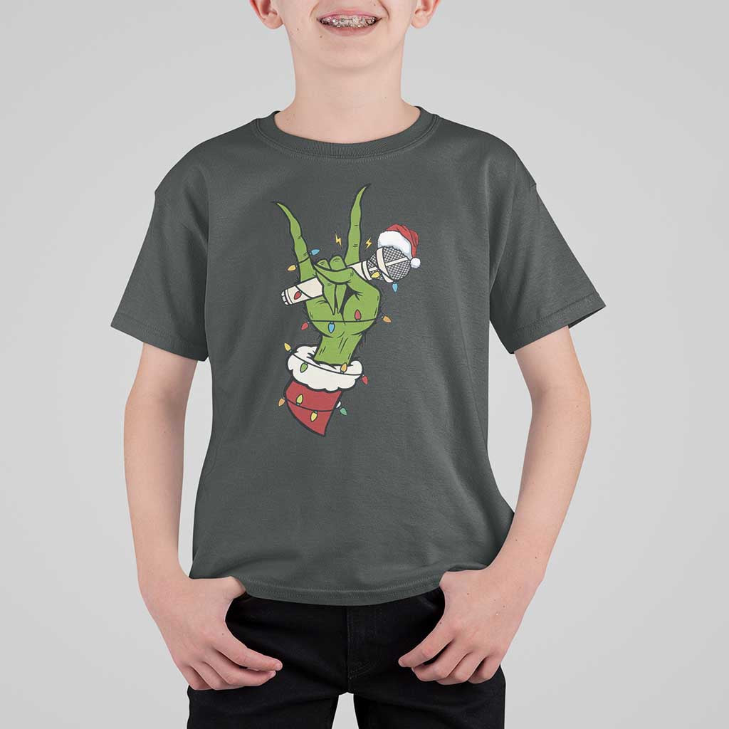 Funny Christmas Rock T Shirt For Kid Rock Green Hand Style Xmas - Wonder Print Shop