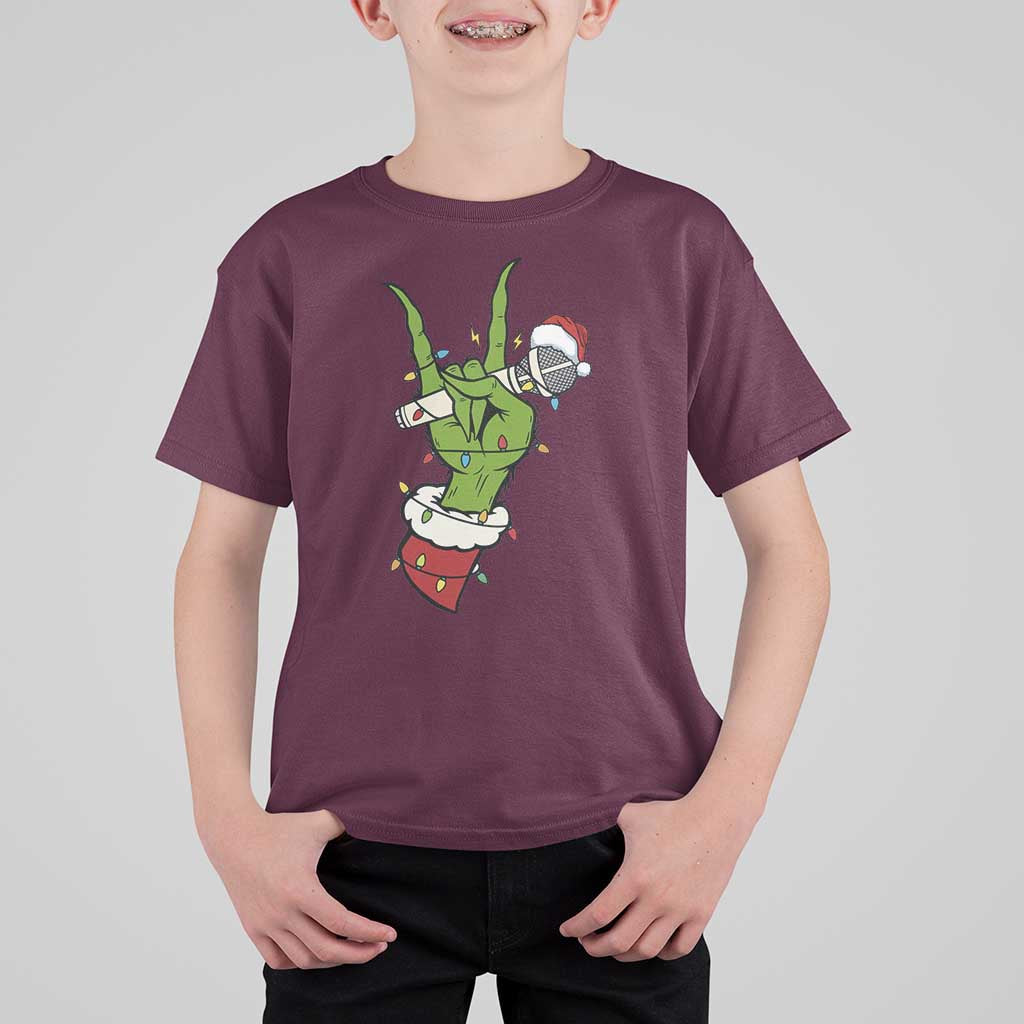 Funny Christmas Rock T Shirt For Kid Rock Green Hand Style Xmas - Wonder Print Shop