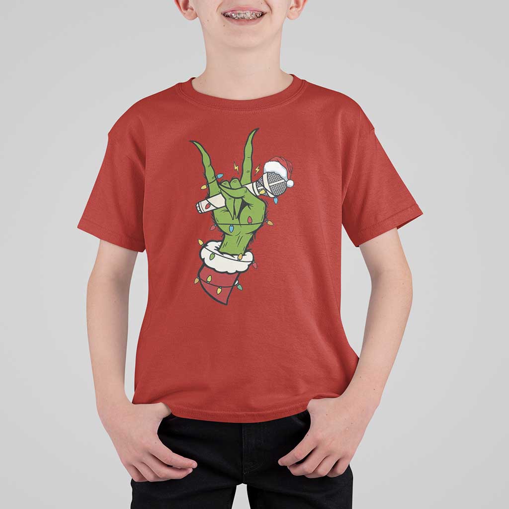 Funny Christmas Rock T Shirt For Kid Rock Green Hand Style Xmas - Wonder Print Shop