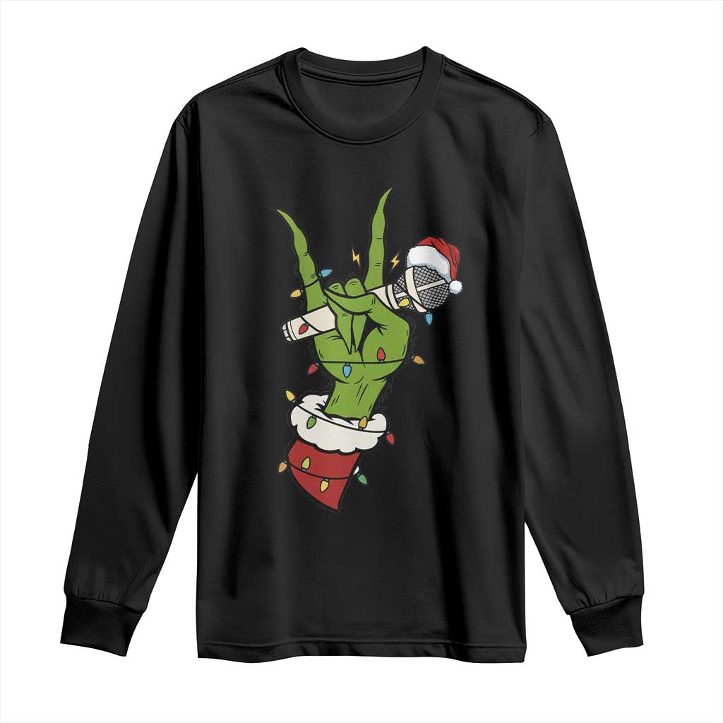 Funny Christmas Rock Long Sleeve Shirt Rock Green Hand Style Xmas - Wonder Print Shop
