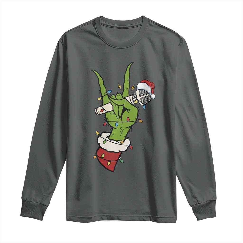 Funny Christmas Rock Long Sleeve Shirt Rock Green Hand Style Xmas - Wonder Print Shop