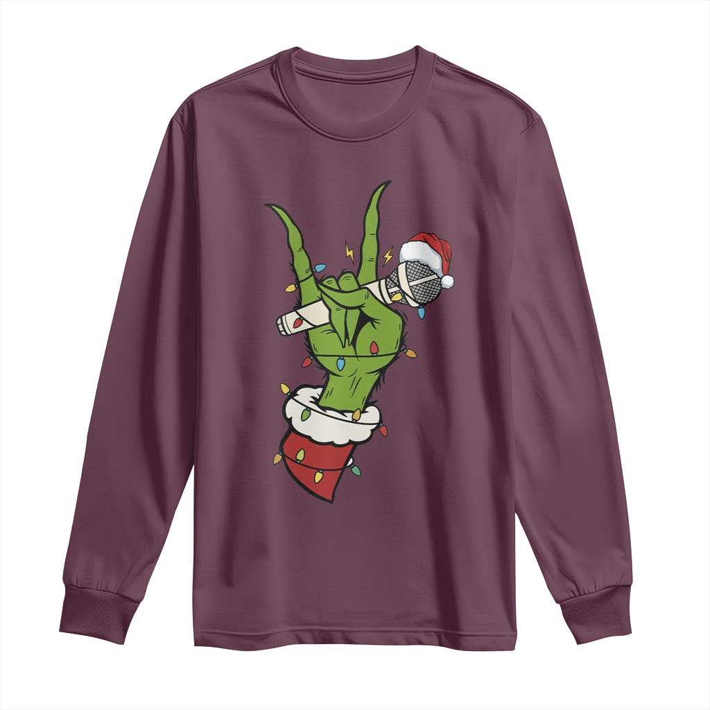 Funny Christmas Rock Long Sleeve Shirt Rock Green Hand Style Xmas - Wonder Print Shop