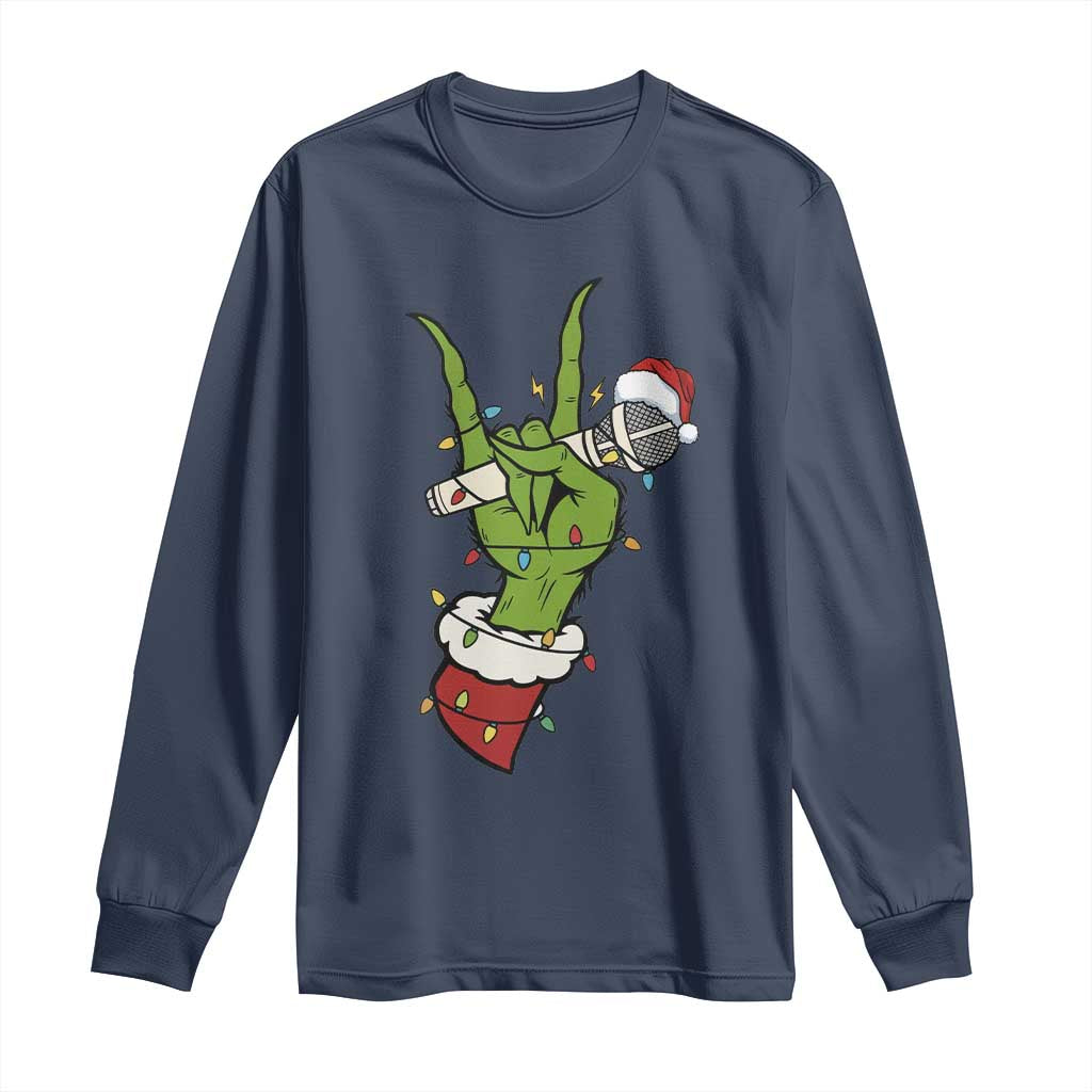 Funny Christmas Rock Long Sleeve Shirt Rock Green Hand Style Xmas - Wonder Print Shop