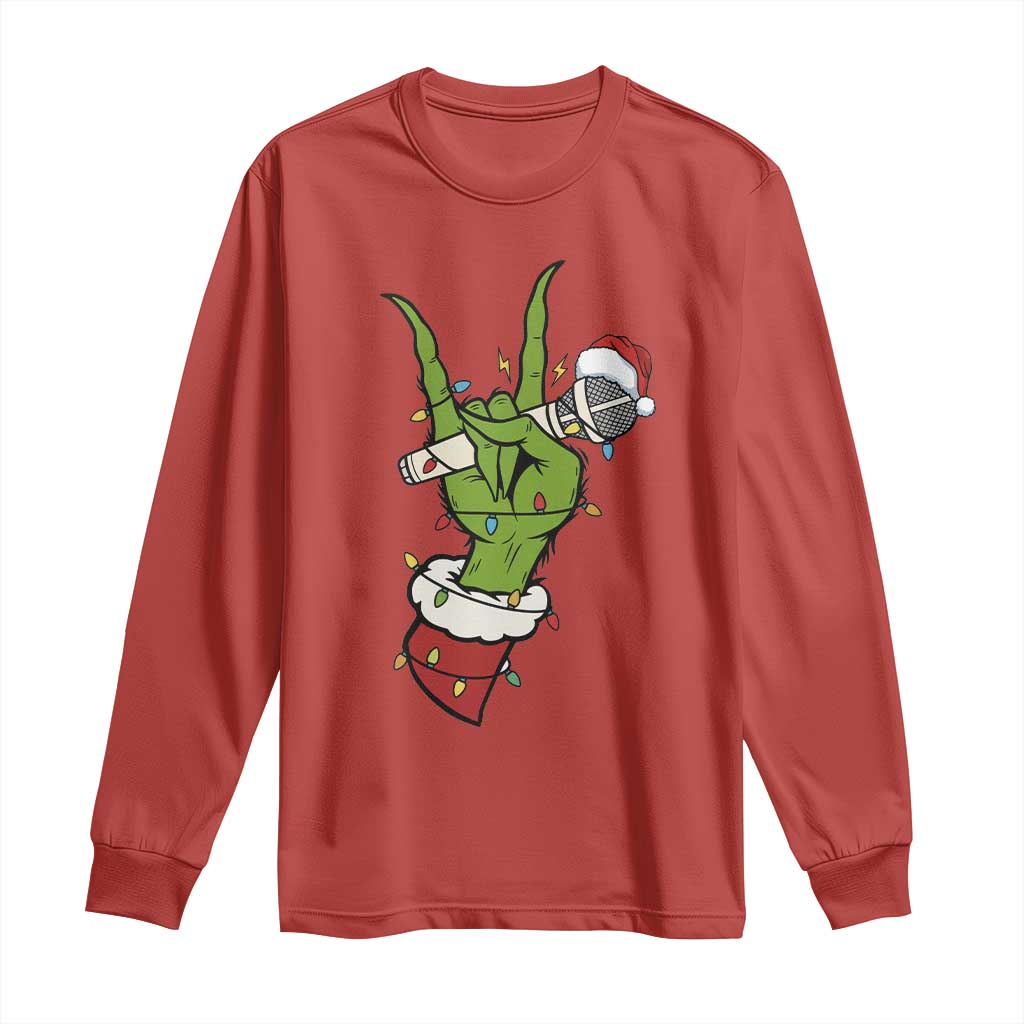 Funny Christmas Rock Long Sleeve Shirt Rock Green Hand Style Xmas - Wonder Print Shop
