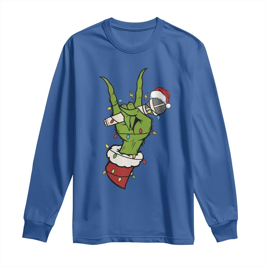 Funny Christmas Rock Long Sleeve Shirt Rock Green Hand Style Xmas - Wonder Print Shop