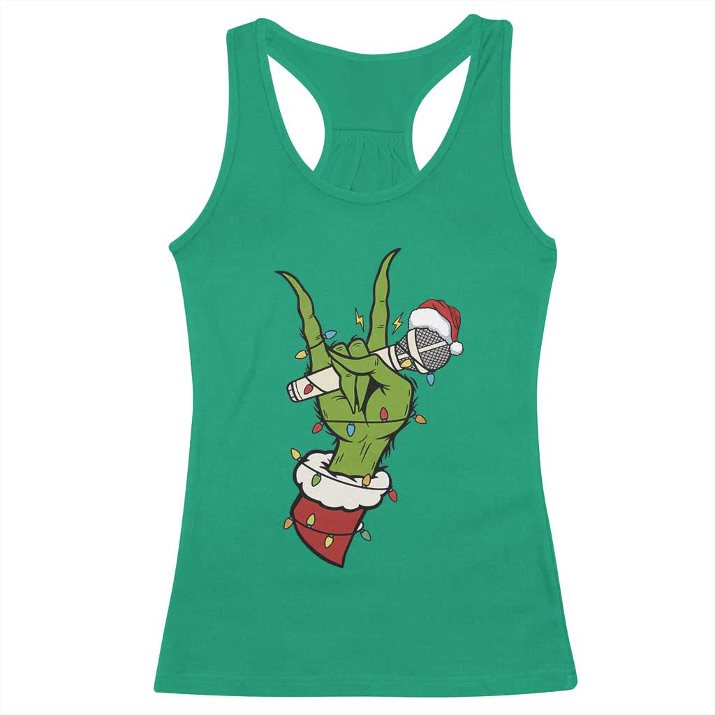 Funny Christmas Rock Racerback Tank Top Rock Green Hand Style Xmas - Wonder Print Shop