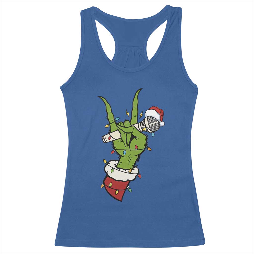 Funny Christmas Rock Racerback Tank Top Rock Green Hand Style Xmas - Wonder Print Shop