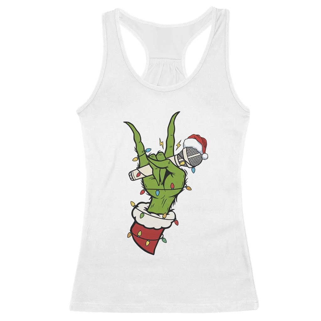 Funny Christmas Rock Racerback Tank Top Rock Green Hand Style Xmas - Wonder Print Shop