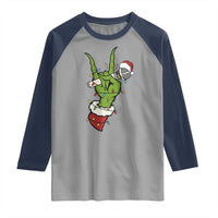 Funny Christmas Rock Raglan Shirt Rock Green Hand Style Xmas - Wonder Print Shop