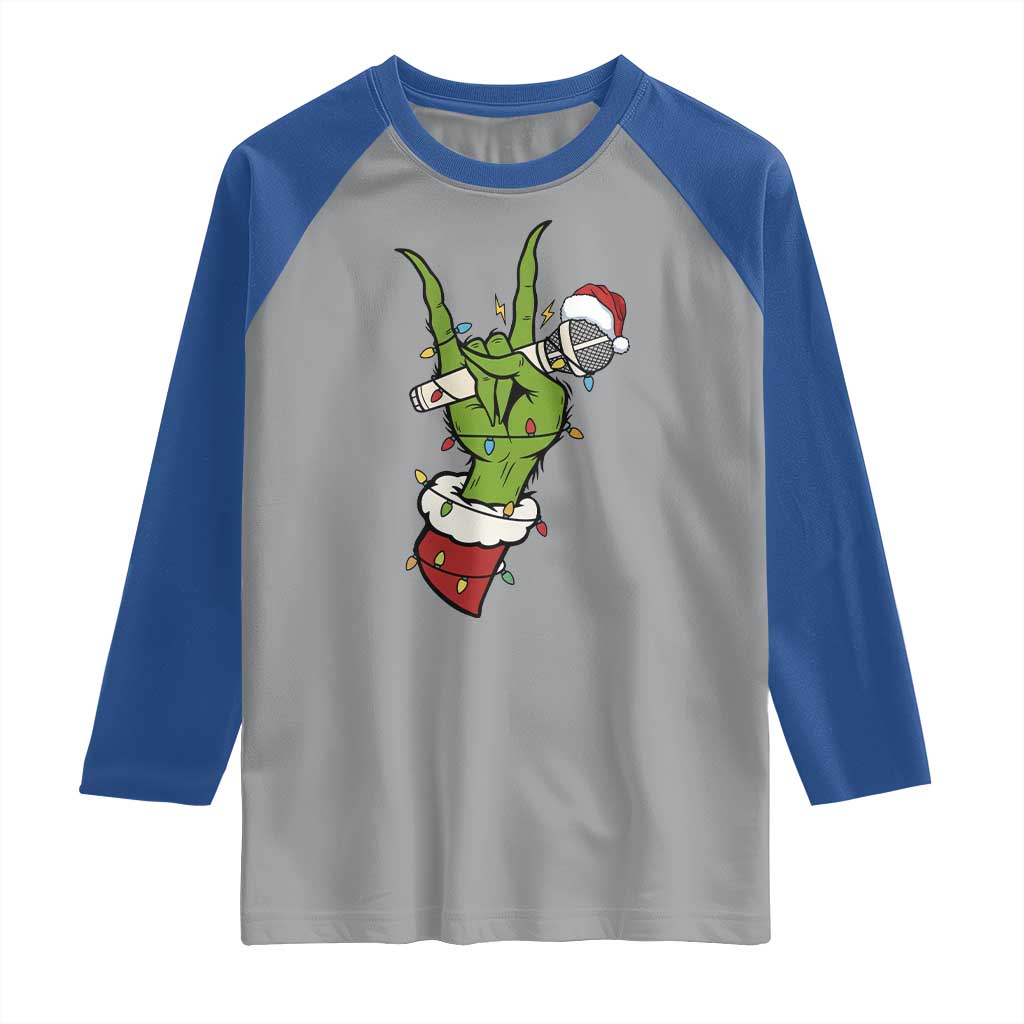 Funny Christmas Rock Raglan Shirt Rock Green Hand Style Xmas - Wonder Print Shop