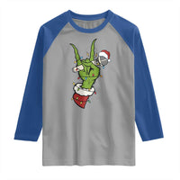 Funny Christmas Rock Raglan Shirt Rock Green Hand Style Xmas - Wonder Print Shop