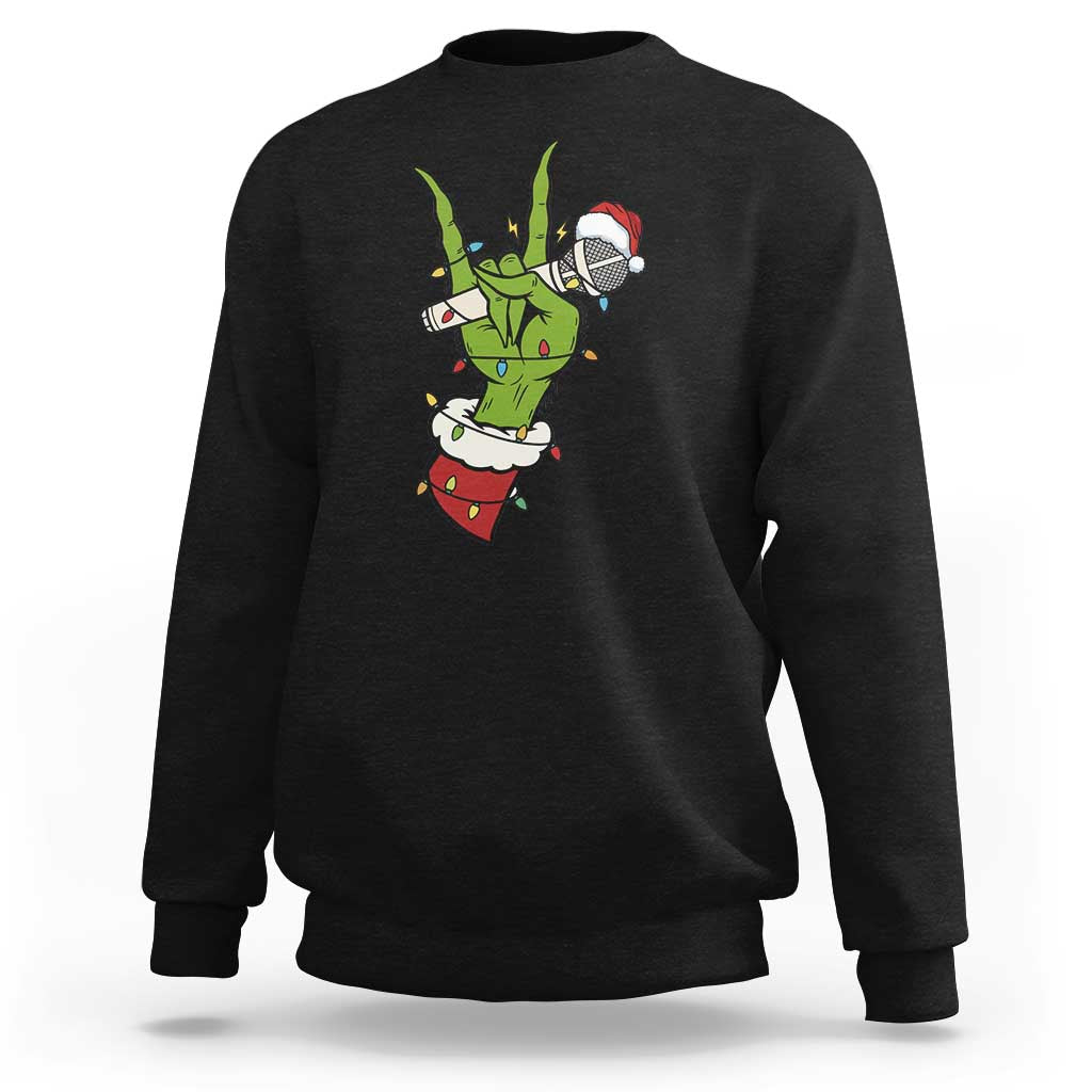 Funny Christmas Rock Sweatshirt Rock Green Hand Style Xmas - Wonder Print Shop