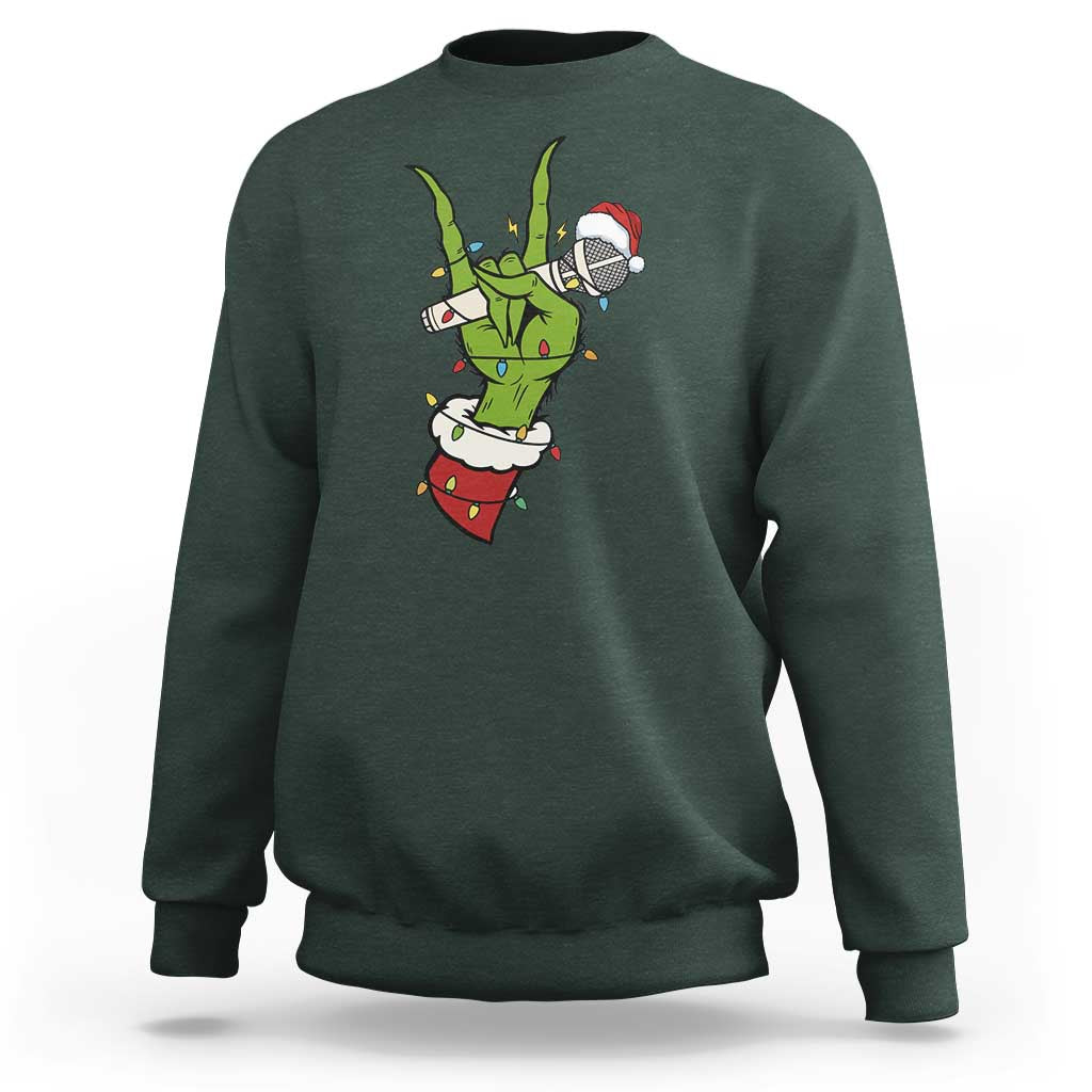 Funny Christmas Rock Sweatshirt Rock Green Hand Style Xmas - Wonder Print Shop