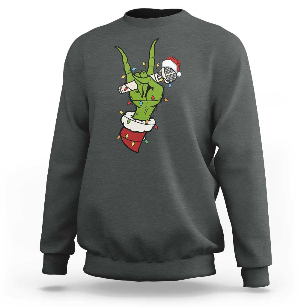 Funny Christmas Rock Sweatshirt Rock Green Hand Style Xmas - Wonder Print Shop