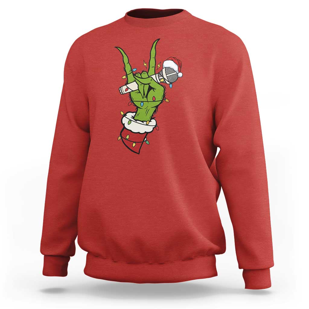 Funny Christmas Rock Sweatshirt Rock Green Hand Style Xmas - Wonder Print Shop