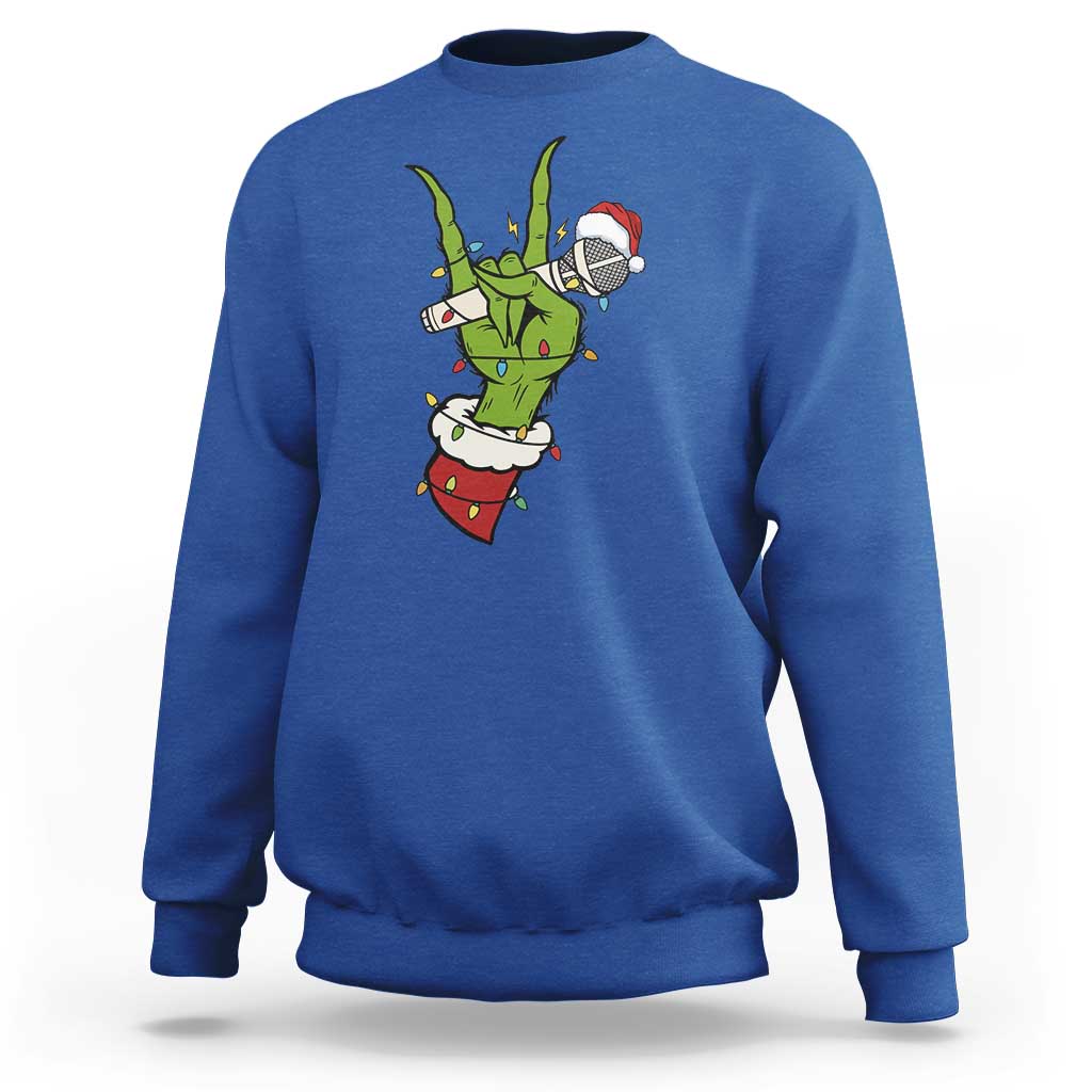 Funny Christmas Rock Sweatshirt Rock Green Hand Style Xmas - Wonder Print Shop