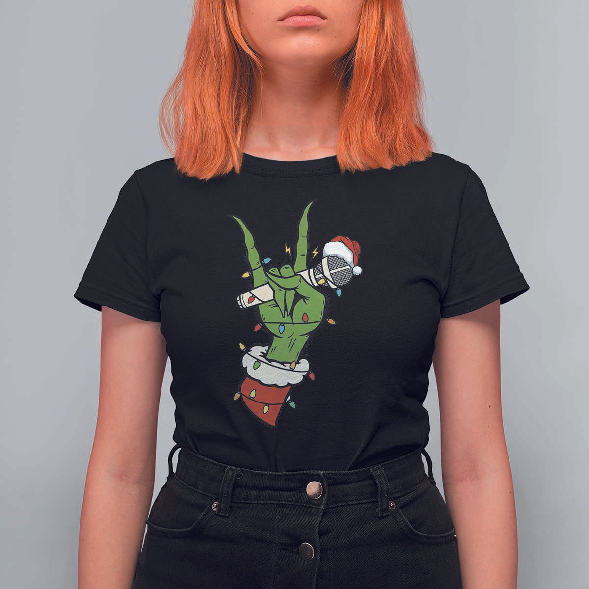 Funny Christmas Rock T Shirt For Women Rock Green Hand Style Xmas - Wonder Print Shop