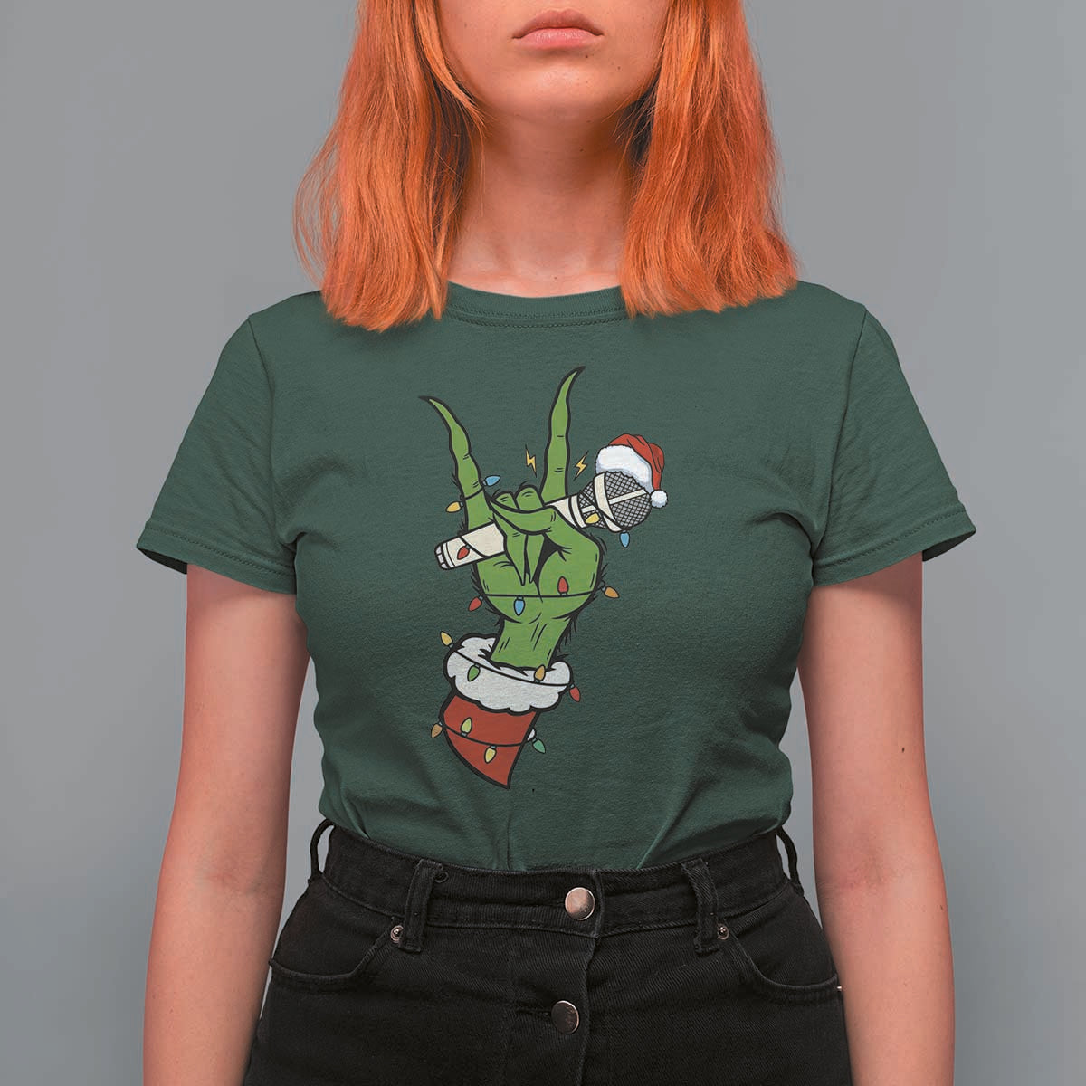 Funny Christmas Rock T Shirt For Women Rock Green Hand Style Xmas - Wonder Print Shop