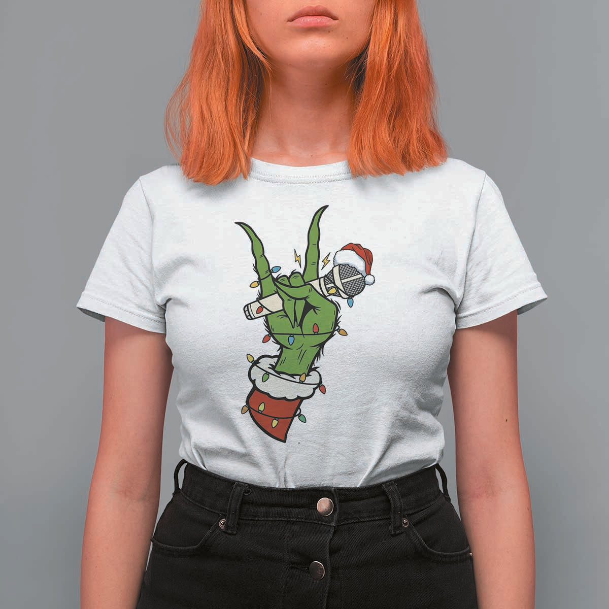 Funny Christmas Rock T Shirt For Women Rock Green Hand Style Xmas - Wonder Print Shop