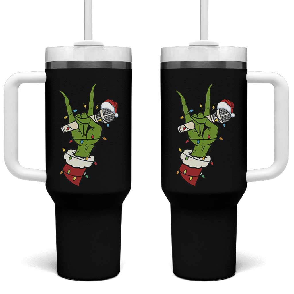 Funny Christmas Rock Tumbler With Handle Rock Green Hand Style Xmas - Wonder Print Shop