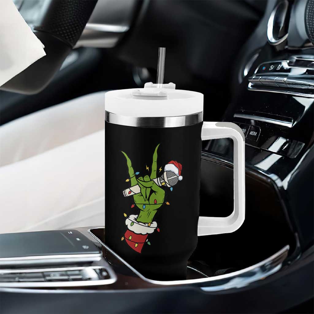 Funny Christmas Rock Tumbler With Handle Rock Green Hand Style Xmas - Wonder Print Shop