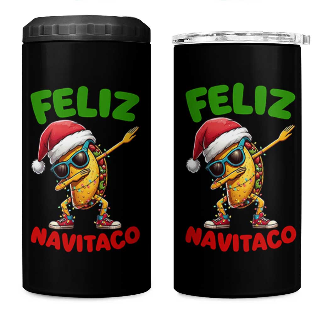 Funny Taco Mexican Christmas 4 in 1 Can Cooler Tumbler Feliz Navitaco - Wonder Print Shop