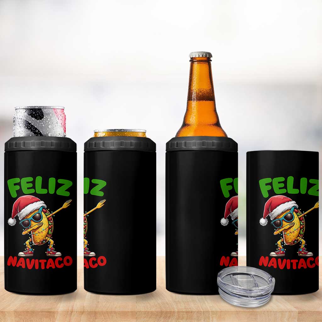 Funny Taco Mexican Christmas 4 in 1 Can Cooler Tumbler Feliz Navitaco - Wonder Print Shop