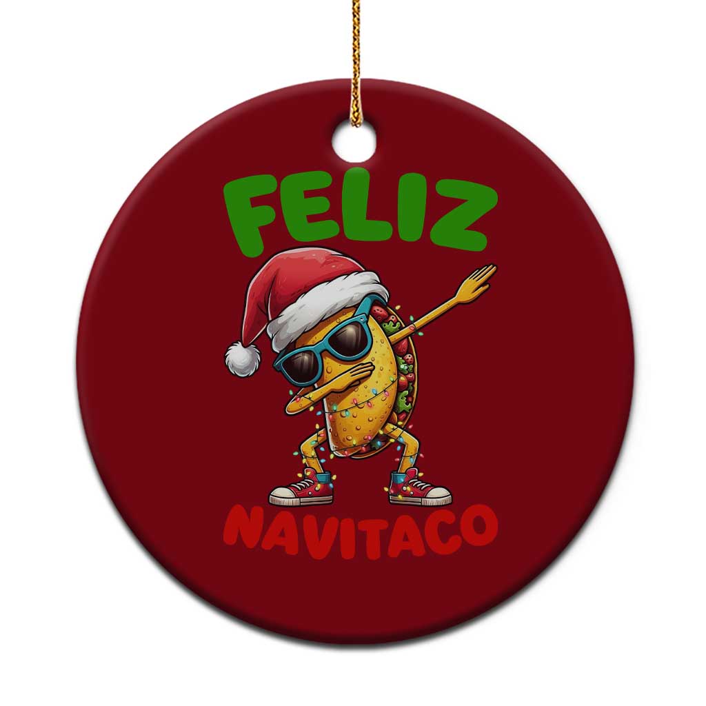 Funny Taco Mexican Xmas Ceramic Ornament Feliz Navitaco - Wonder Print Shop