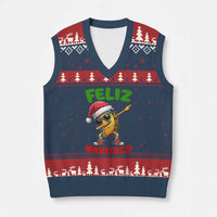 Funny Taco Mexican Xmas V-Neck Knit Sweater Vest Feliz Navitaco - Wonder Print Shop