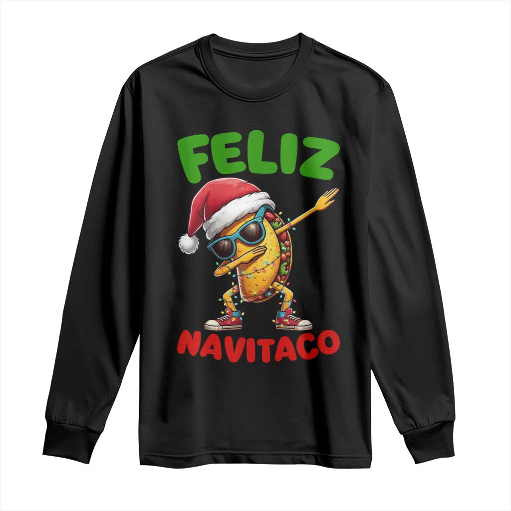 Funny Taco Mexican Christmas Long Sleeve Shirt Feliz Navitaco - Wonder Print Shop