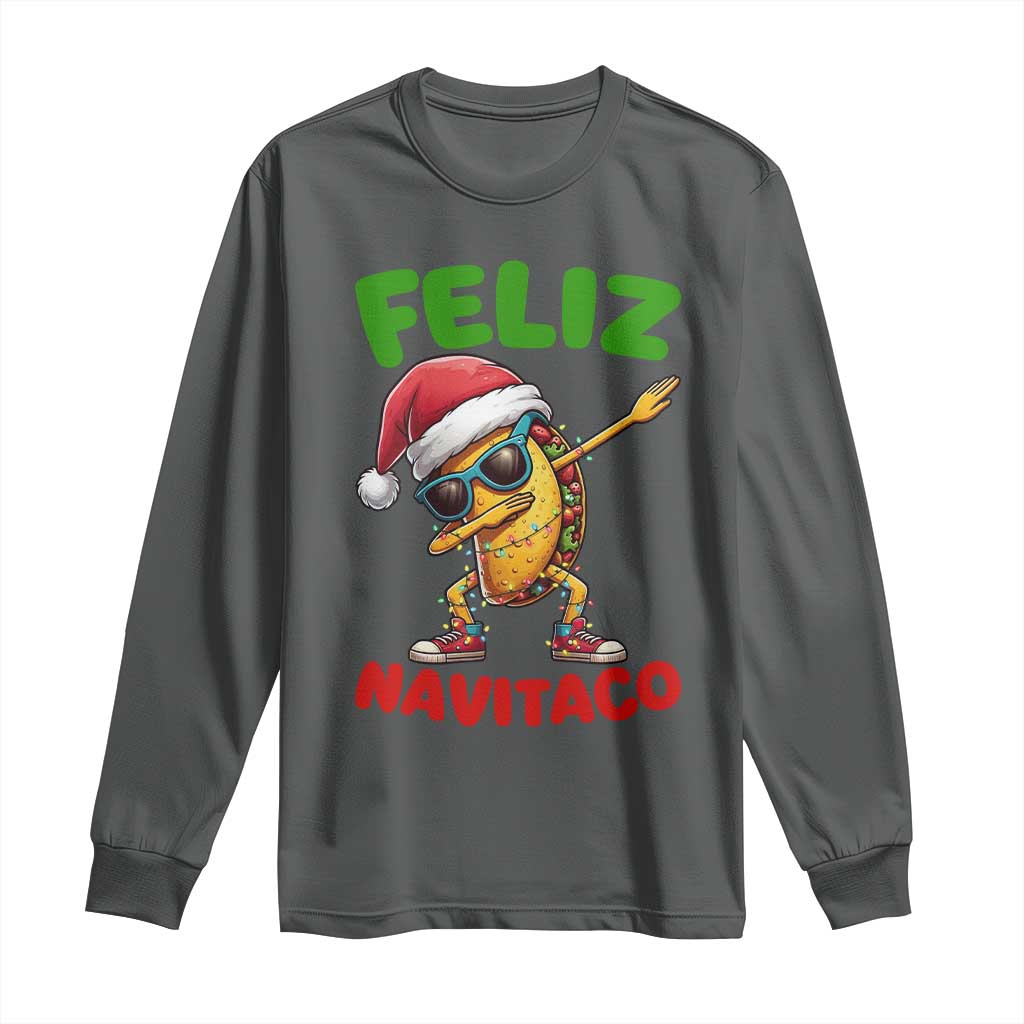 Funny Taco Mexican Christmas Long Sleeve Shirt Feliz Navitaco - Wonder Print Shop
