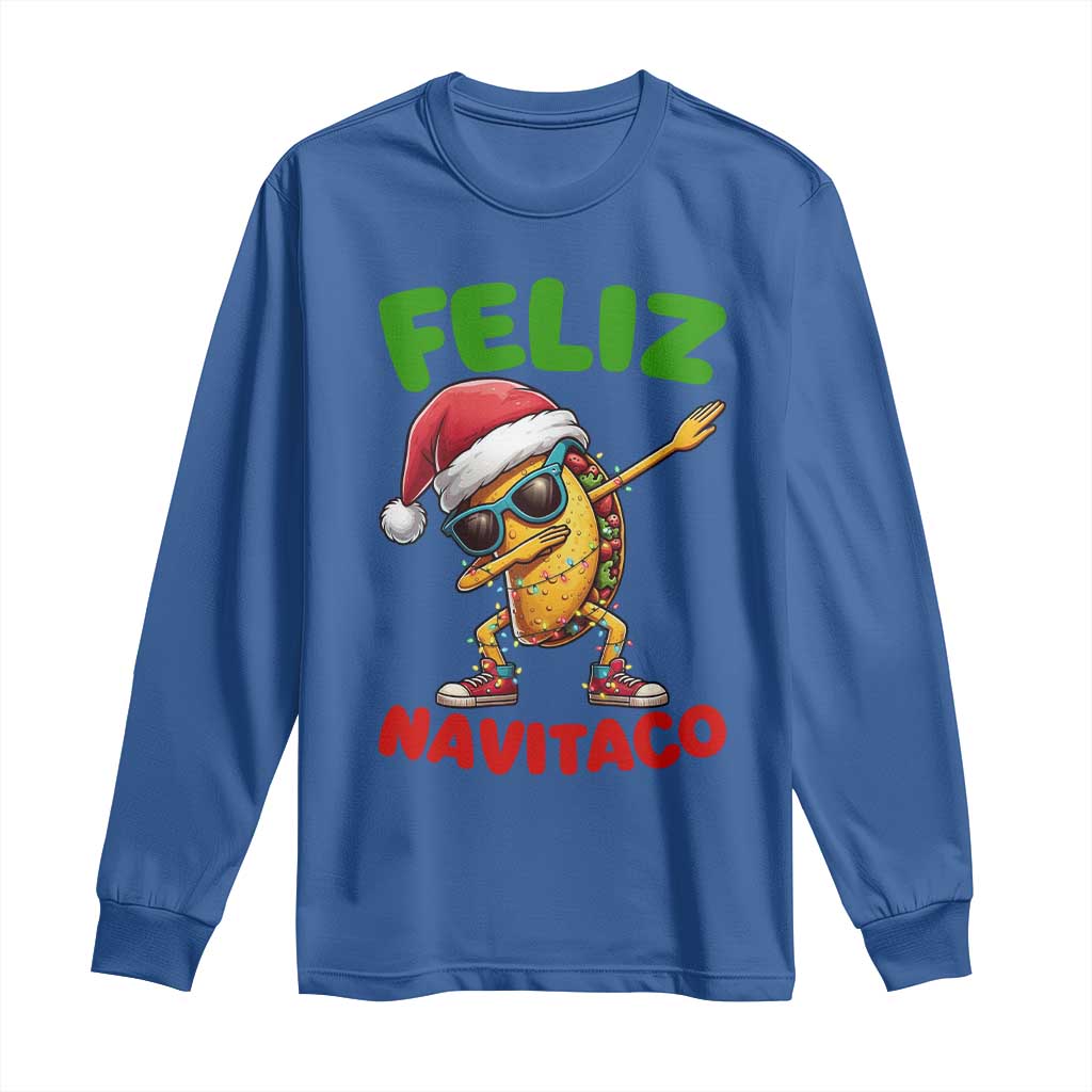 Funny Taco Mexican Christmas Long Sleeve Shirt Feliz Navitaco - Wonder Print Shop
