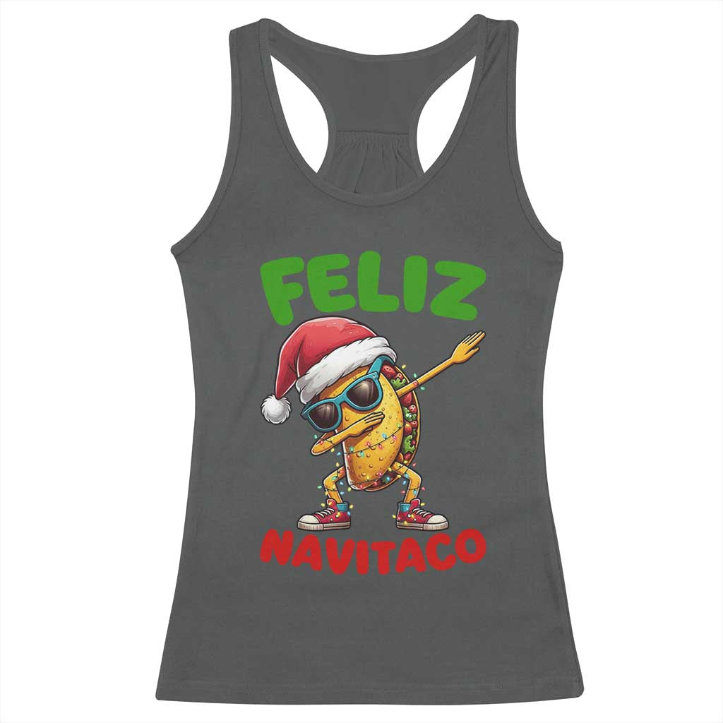 Funny Taco Mexican Christmas Racerback Tank Top Feliz Navitaco - Wonder Print Shop