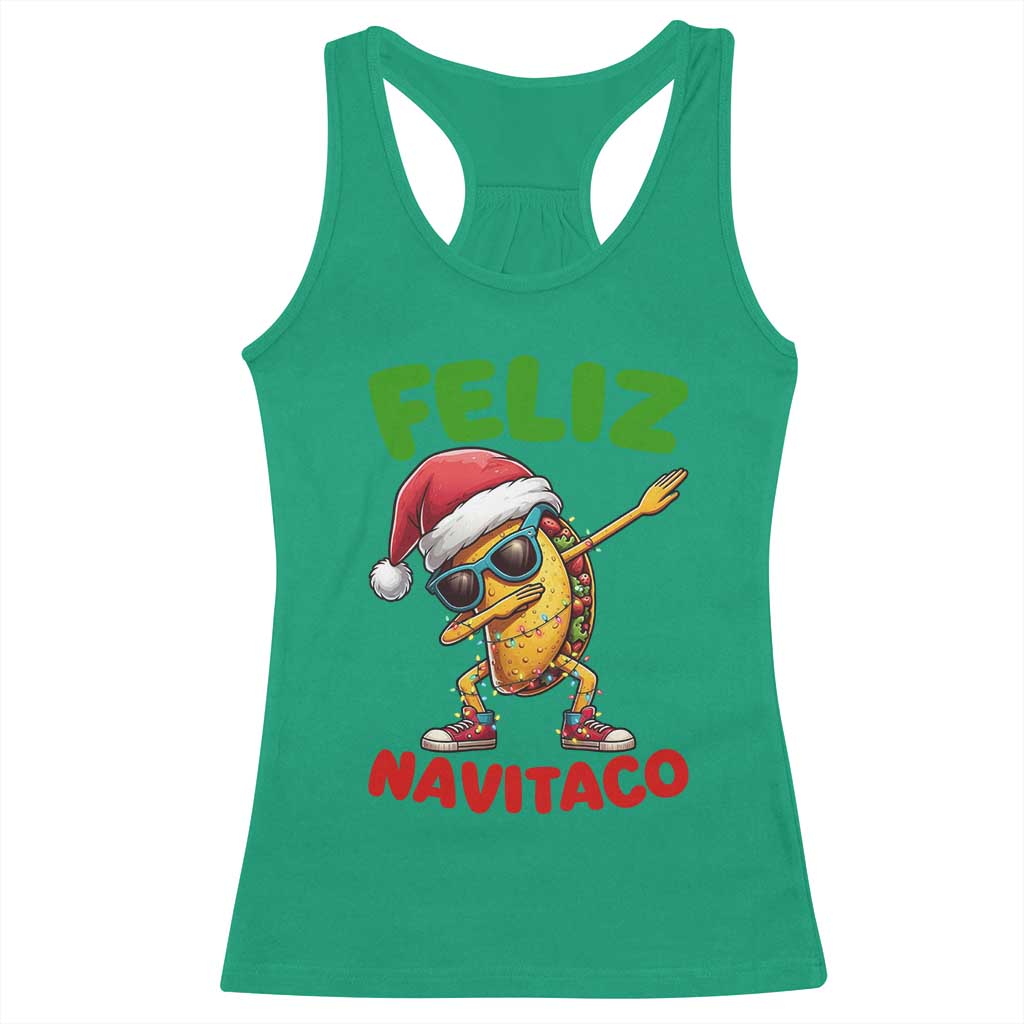 Funny Taco Mexican Christmas Racerback Tank Top Feliz Navitaco - Wonder Print Shop