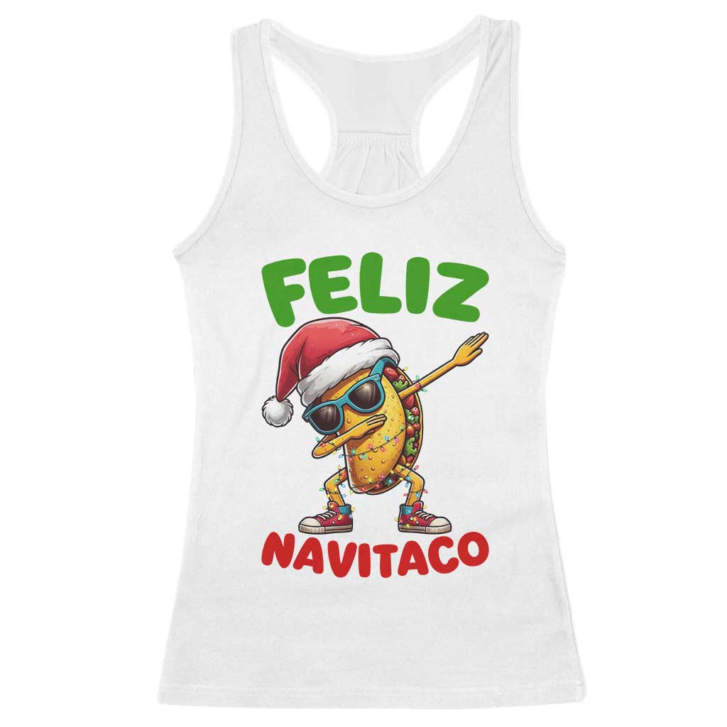 Funny Taco Mexican Christmas Racerback Tank Top Feliz Navitaco - Wonder Print Shop