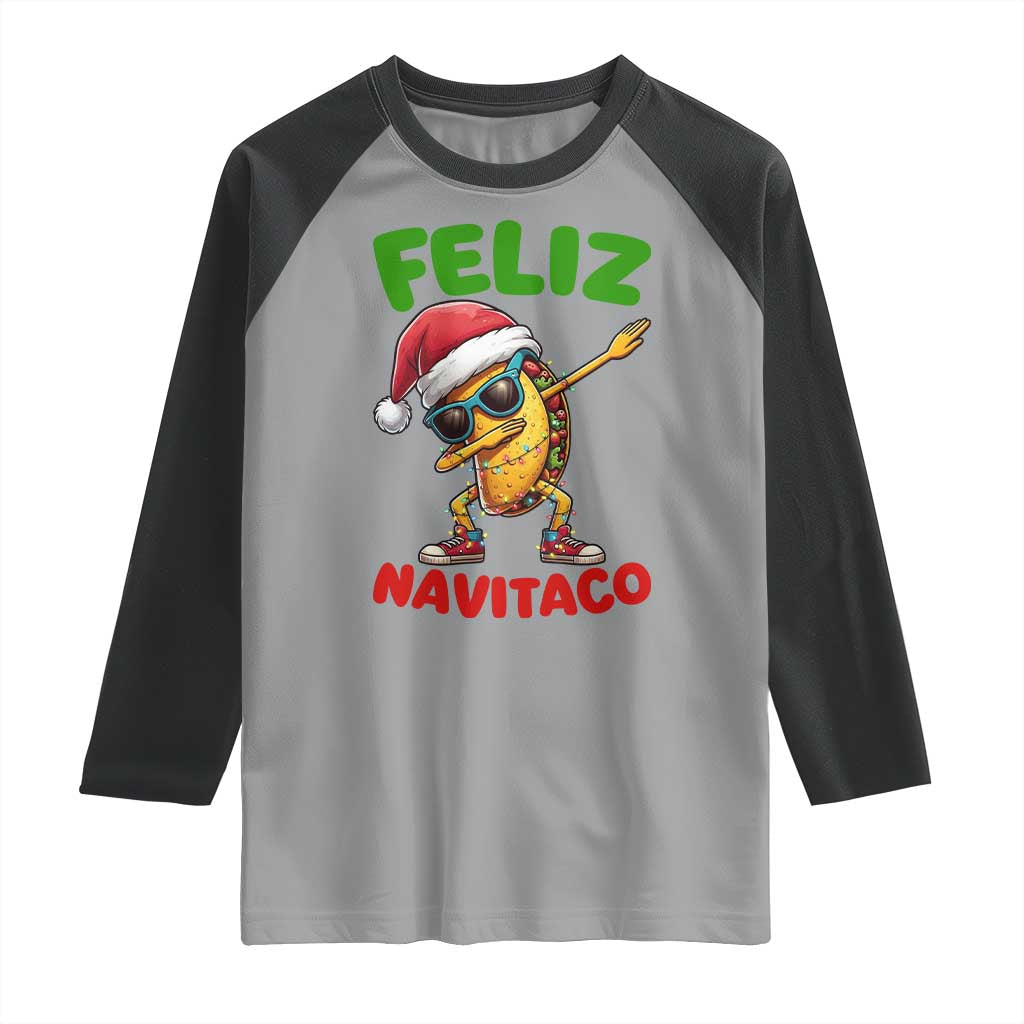 Funny Taco Mexican Christmas Raglan Shirt Feliz Navitaco - Wonder Print Shop