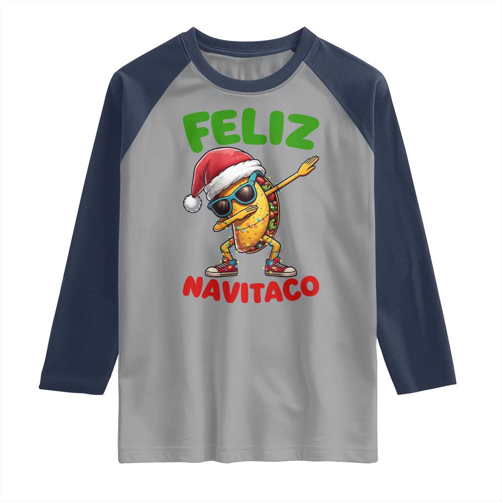 Funny Taco Mexican Christmas Raglan Shirt Feliz Navitaco - Wonder Print Shop