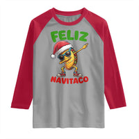 Funny Taco Mexican Christmas Raglan Shirt Feliz Navitaco - Wonder Print Shop