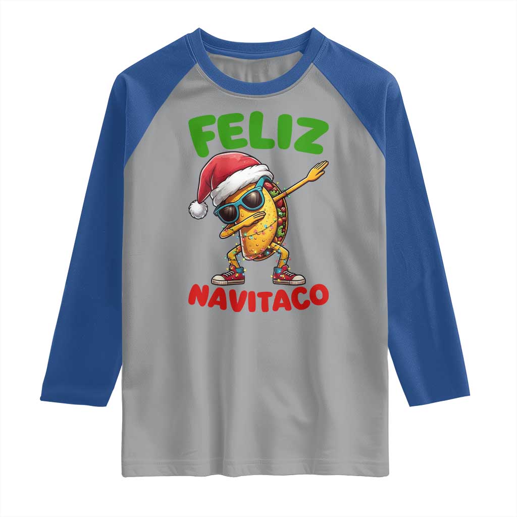 Funny Taco Mexican Christmas Raglan Shirt Feliz Navitaco - Wonder Print Shop