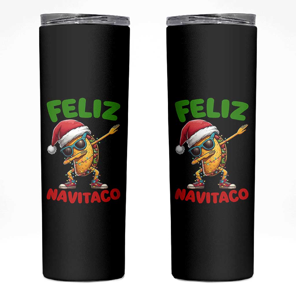 Funny Taco Mexican Christmas Skinny Tumbler Feliz Navitaco - Wonder Print Shop