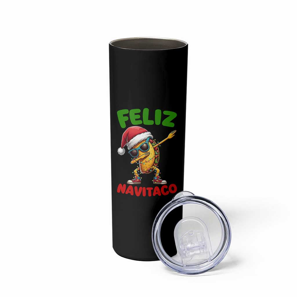 Funny Taco Mexican Christmas Skinny Tumbler Feliz Navitaco - Wonder Print Shop