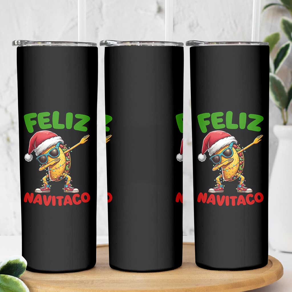 Funny Taco Mexican Christmas Skinny Tumbler Feliz Navitaco - Wonder Print Shop