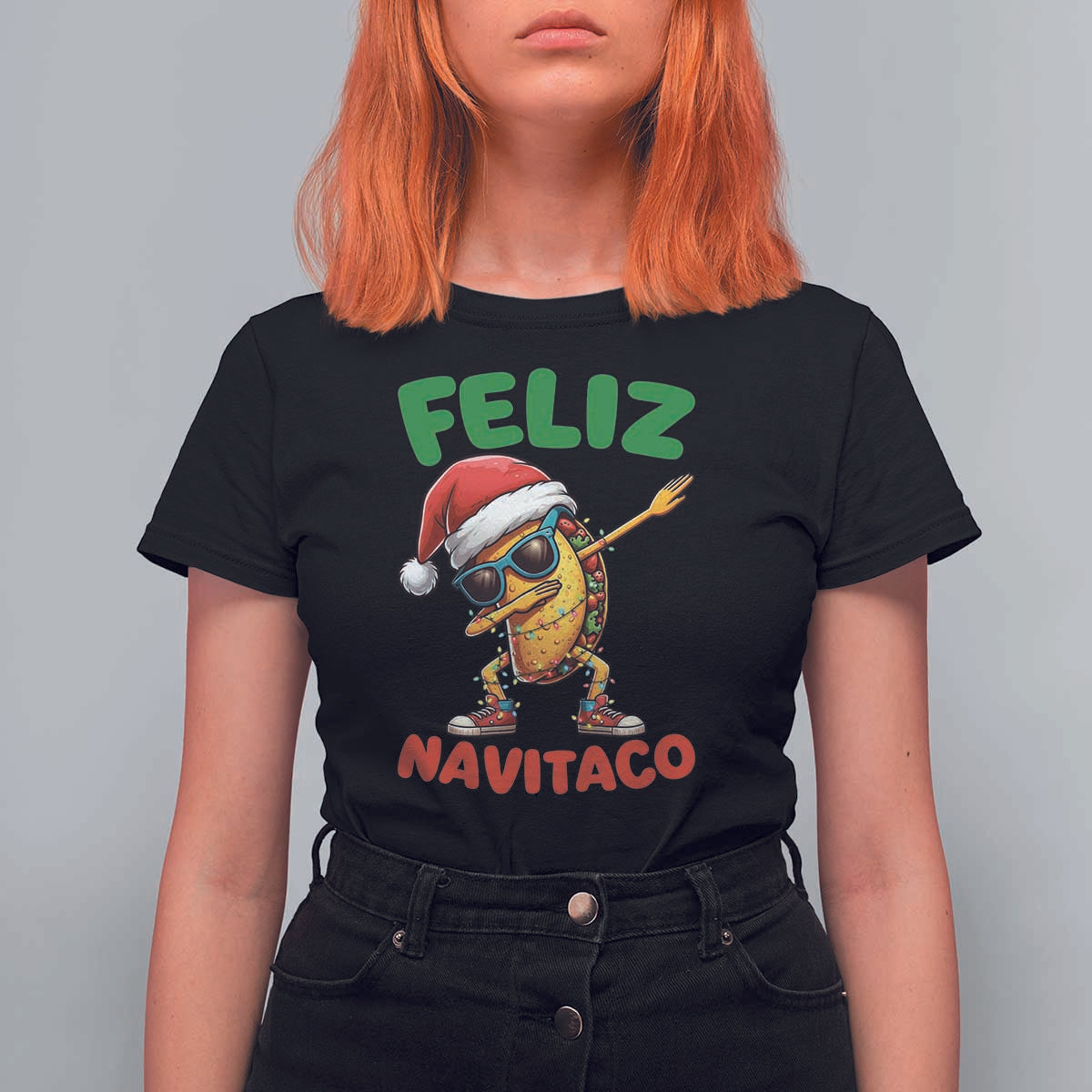 Funny Taco Mexican Christmas T Shirt For Women Feliz Navitaco - Wonder Print Shop