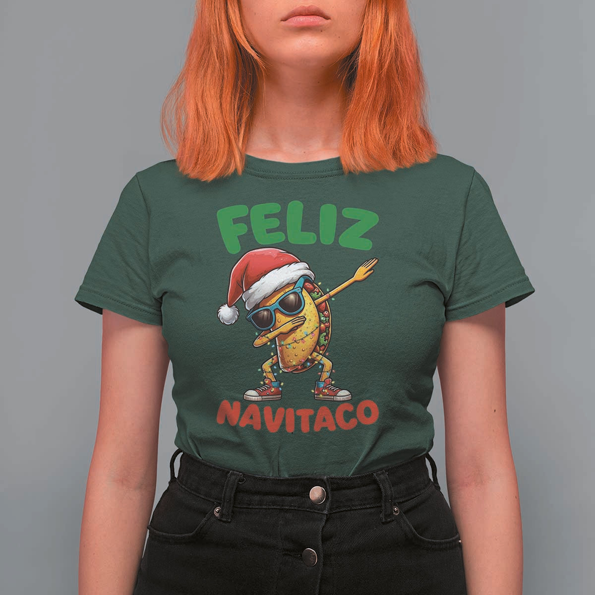 Funny Taco Mexican Christmas T Shirt For Women Feliz Navitaco - Wonder Print Shop
