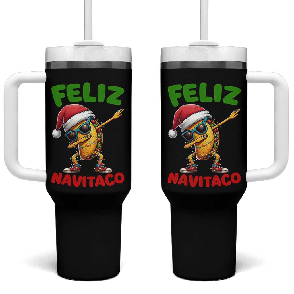 Funny Taco Mexican Christmas Tumbler With Handle Feliz Navitaco - Wonder Print Shop