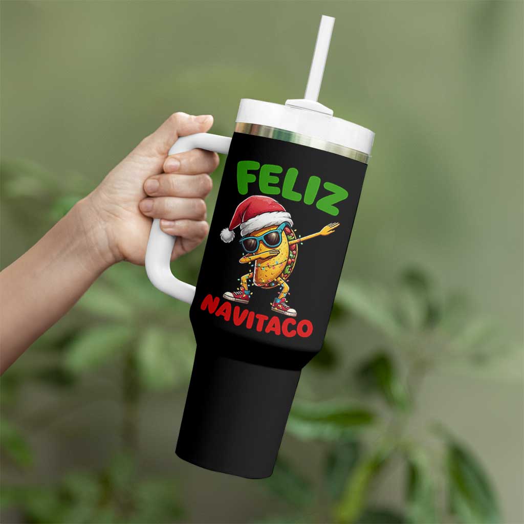 Funny Taco Mexican Christmas Tumbler With Handle Feliz Navitaco - Wonder Print Shop