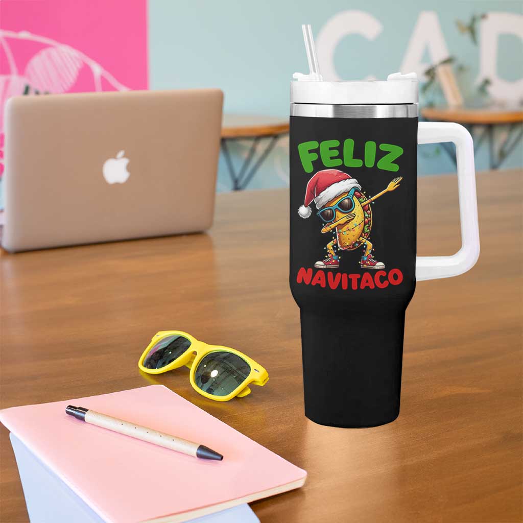 Funny Taco Mexican Christmas Tumbler With Handle Feliz Navitaco - Wonder Print Shop