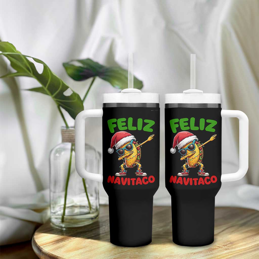 Funny Taco Mexican Christmas Tumbler With Handle Feliz Navitaco - Wonder Print Shop