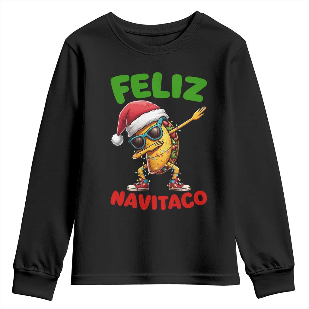 Funny Taco Mexican Christmas Youth Sweatshirt Feliz Navitaco - Wonder Print Shop