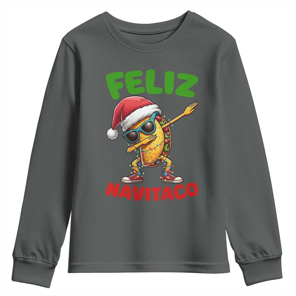 Funny Taco Mexican Christmas Youth Sweatshirt Feliz Navitaco - Wonder Print Shop